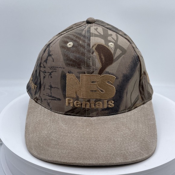 NES Rentals Other - NES Rentals Camouflage Hat Tan Faux Suede Brim Adjustable Gear Up Promo Cap